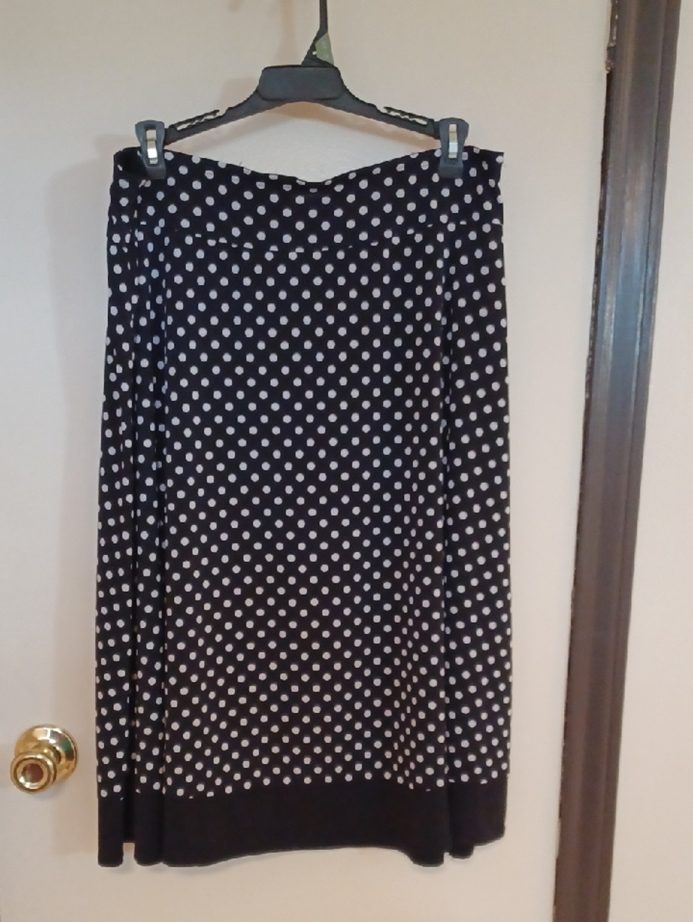 East 5th Black Midi Skirt with White Polka Dots